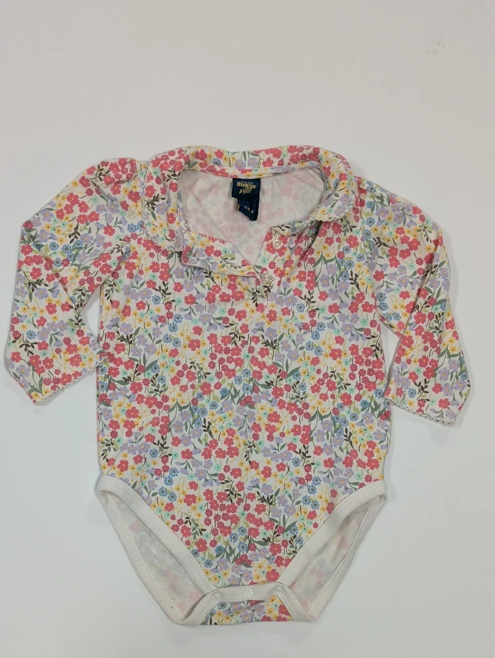 OshKosh B'Gosh Floral Long-Sleeve Baby One-Piece - Pink Multi 12 Mos
